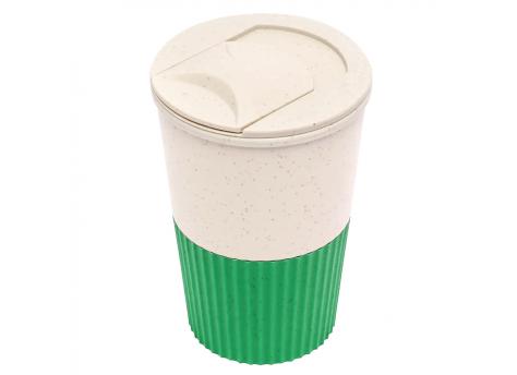 Термостакан пластиковый Wavy с манжетой, зелёный