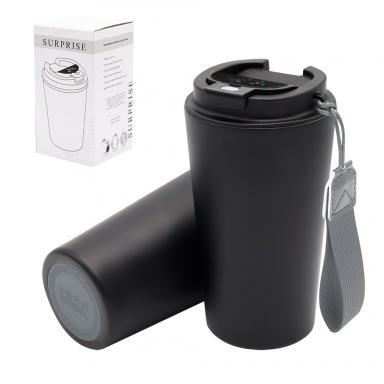 Термокружка Surprise To Go с индикатором, чёрная/серая