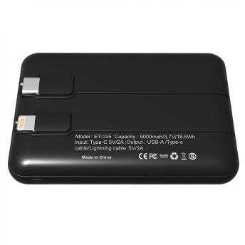 Внешний аккумулятор Eron с подсветкой гравировки, 5000 mAh, чёрный/белый