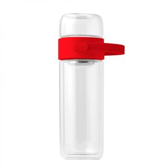 Бутылка Easy pot из боросиликатного стекла с инфьюзером, красный