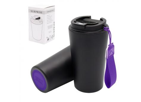 Термокружка Surprise To Go с индикатором, чёрная/фиолетовая