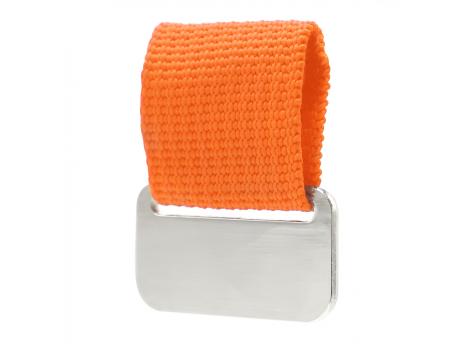 Металлический шильд с цветным ремешком (съёмный), оранжевый