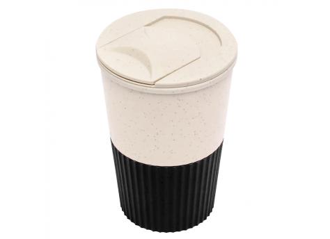 Термостакан пластиковый Wavy с манжетой, чёрный