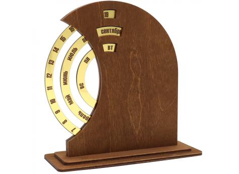 Вечный календарь из дерева TimeLore, коричневый / золотой