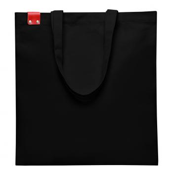 Сумка для покупок IVORY 325 г/м² с PU нашивкой, чёрный/красный