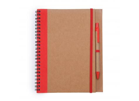 Блокнот с ручкой ALANI, Красный