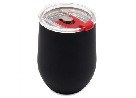 Термокружка с двойной стенкой SOFTO To Go софт-тач, черная/красная