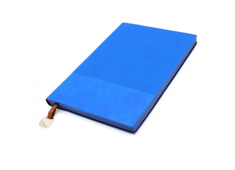 Блокнот A5 Shell в мягком переплёте c металлической биркой, синий
