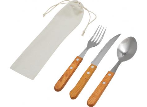 Набор столовых приборов ECO TRIP, в хлопковой сумочке, коричневый, серебристый NTEU7-165797