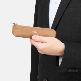 Маленький пенал Классический с зернистой отделкой цвета верблюда NTEU16-568582