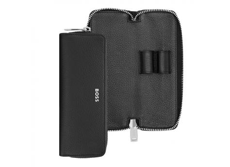 Чехол для двух ручек с молнией Классический черный с зернистой отделкой NTEU16-568583