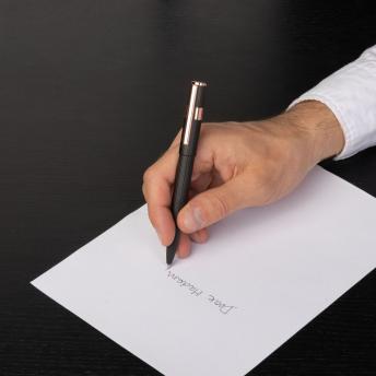 Шариковая ручка Gear Pinstripe, черная-розово-золотая NTEU16-186284