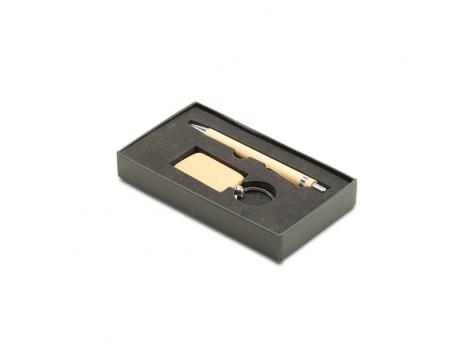 Подарочный набор из брелока и шариковой ручки Ovar, коричневый NTEU18-172478