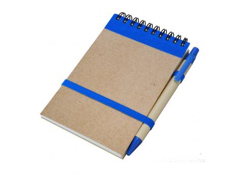 Блокнот Kraft с ручкой 90x140/70p, синий/бежевый NTEU18-57202