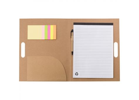 Офис. Конференц-папка примерно формата А4 с блокнотом, самоклеящимися заметками и шариковой ручкой. NTEU2-619280