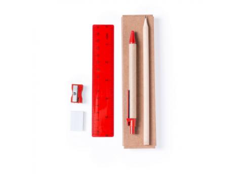 Набор для школы, пенал, карандаш, шариковая ручка, линейка, ластик и точилка для карандашей | Tobias NTEU2-428359