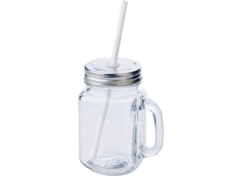 Стеклянная банка для напитков 480 мл с трубочкой NTEU2-431134