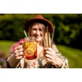 Домашний набор стеклянных многоразовых питьевых трубочек B'RIGHT, 4 шт., в комплекте щетка для чистки с пластиной для персонализации | Lea NTEU2-534485