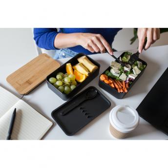 Домашний обеденный контейнер 2 в 1, 2x500 мл, крышка из бамбука, столовые приборы | Tijani NTEU2-569970