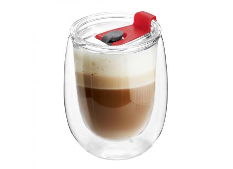 Стакан стеклянный Mango To Go, белый/красный