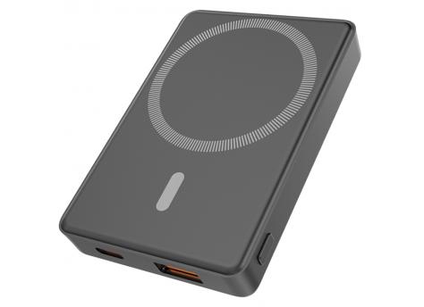 Магнитный внешний аккумулятор Magnetic с беспроводной зарядкой (5W), 5000 Mah, черный