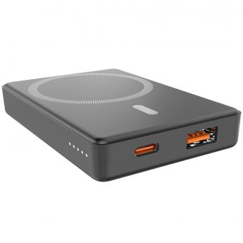 Магнитный внешний аккумулятор Magnetic с беспроводной зарядкой (5W), 5000 Mah, черный
