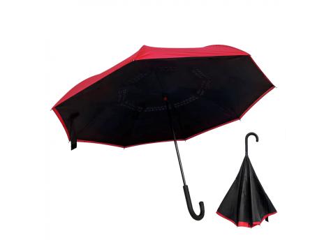 Зонт-трость наоборот Shifter, черно-красный