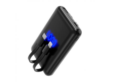 Внешний аккумулятор Eron с подсветкой гравировки, 5000 mAh, чёрный/синий