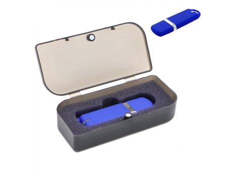 Флешка Shape с покрытием Софт Тач в футляре, синий