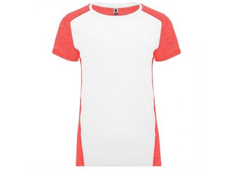 Спортивная футболка ZOLDER WOMAN женская, БЕЛЫЙ/ПЁСТРЫЙ КОРАЛЛОВЫЙ ФЛУОРЕСЦЕНТНЫЙ L