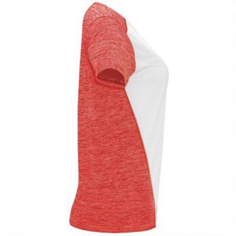 Спортивная футболка ZOLDER WOMAN женская, БЕЛЫЙ/ПЁСТРЫЙ КОРАЛЛОВЫЙ ФЛУОРЕСЦЕНТНЫЙ 2XL