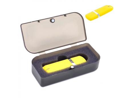 Флешка Shape с покрытием Софт Тач в футляре, желтая