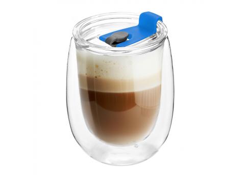 Стакан стеклянный Mango To Go, белый/синий