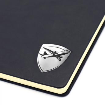 Ежедневник с шильдом-наклейкой - самолет, черный