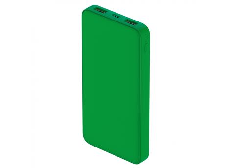 Внешний аккумулятор Polus, 10000 Mah, софт-тач покрытие, зеленый