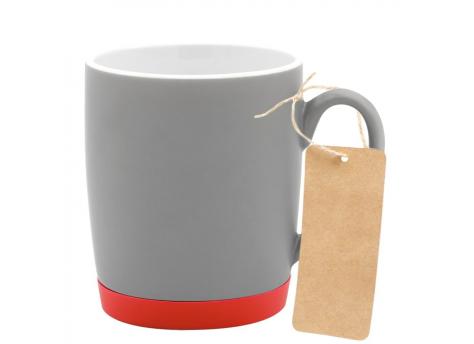 Кружка Make Me To Go, серая/красная с биркой