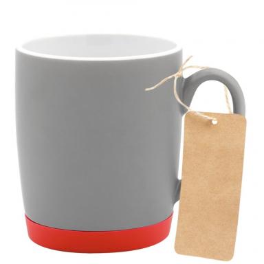 Кружка Make Me To Go, серая/красная с биркой