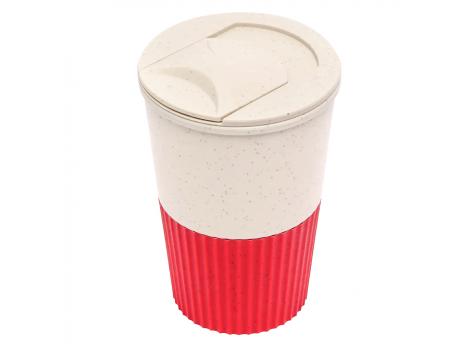 Термостакан пластиковый Wavy с манжетой, красный