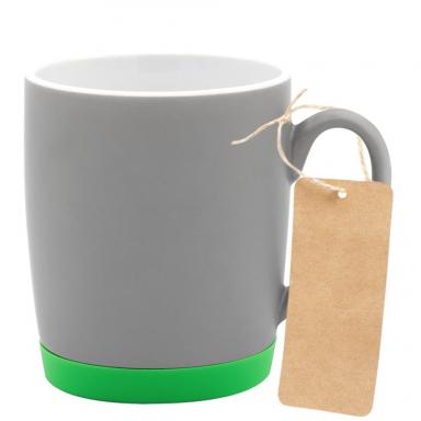 Кружка Make Me To Go, серая/зелёная с биркой