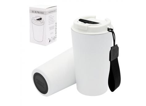 Термокружка Surprise To Go с индикатором, белая/чёрная