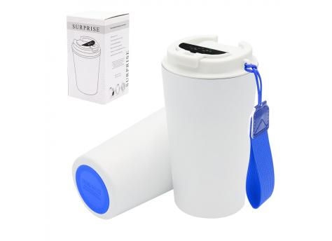 Термокружка Surprise To Go с индикатором, белая/синяя