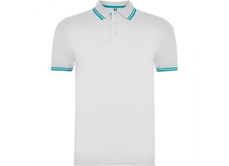 Футболка поло MONTREAL мужская, БЕЛЫЙ/БИРЮЗОВЫЙ M
