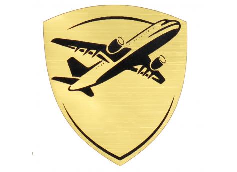 Шильд-наклейка самолет, золото