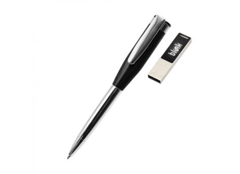 Ручка металлическая Memphys c флешкой 64Гб, черная