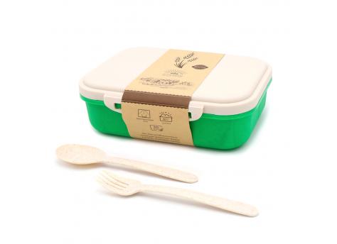 Ланчбокс (контейнер для еды) Ulf из пшеничного волокна, зелёный