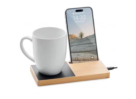 Зарядное устройство Allow c беспроводной зарядкой и функцией подогрева, светло-коричневый