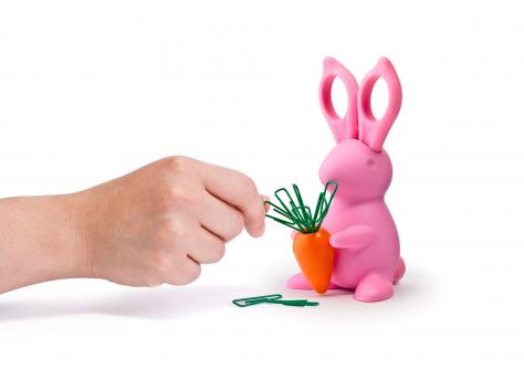 Ножницы и магнит со скрепками Bunny, розовые