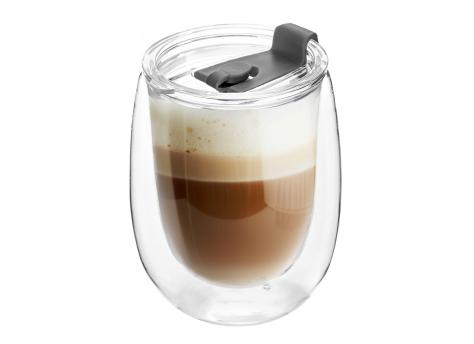 Стакан стеклянный Mango To Go, белый/чёрный