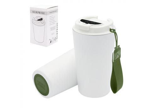 Термокружка Surprise To Go с индикатором, белая/хаки