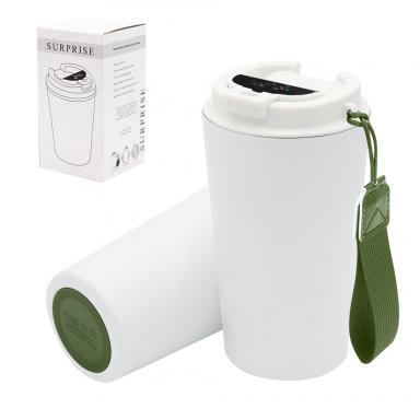 Термокружка Surprise To Go с индикатором, белая/хаки